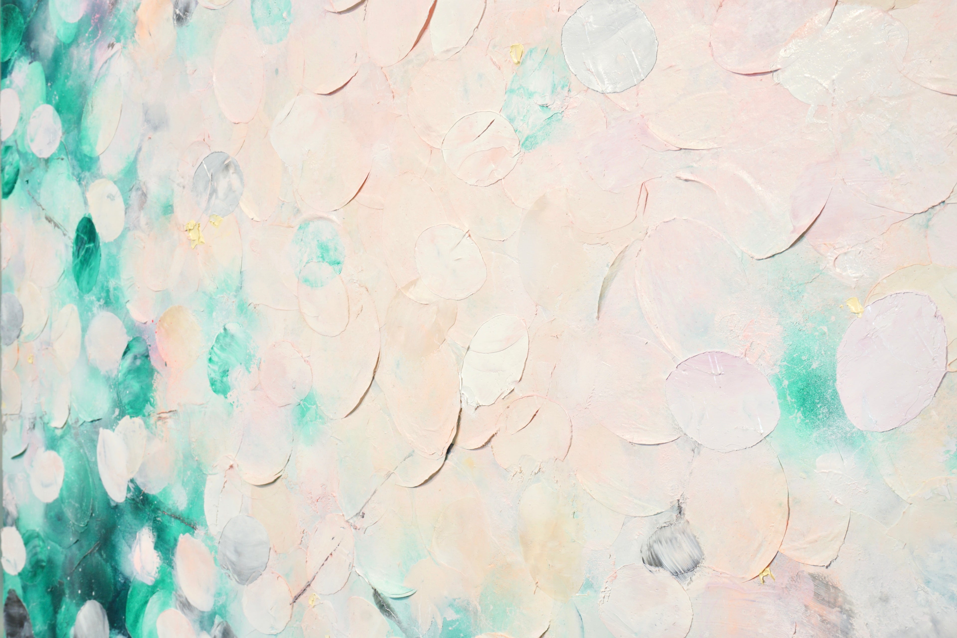 Frederic Paul_Seerosen_Öl,Acryl,Reispapier auf Leinwand_110x120cm_2022_3200 EUR_Abstrakt_A