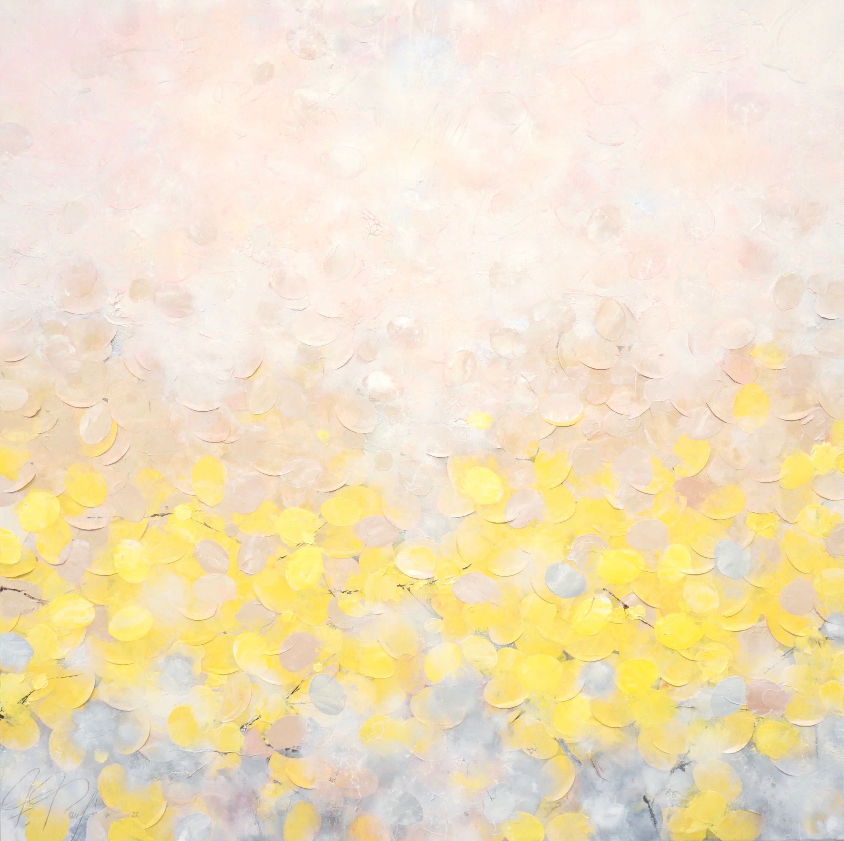 Frederic Paul_When the Sun rises_Öl,Acryl,Reis Papier auf Leinwand_120x120 cm_2022_3400 EU