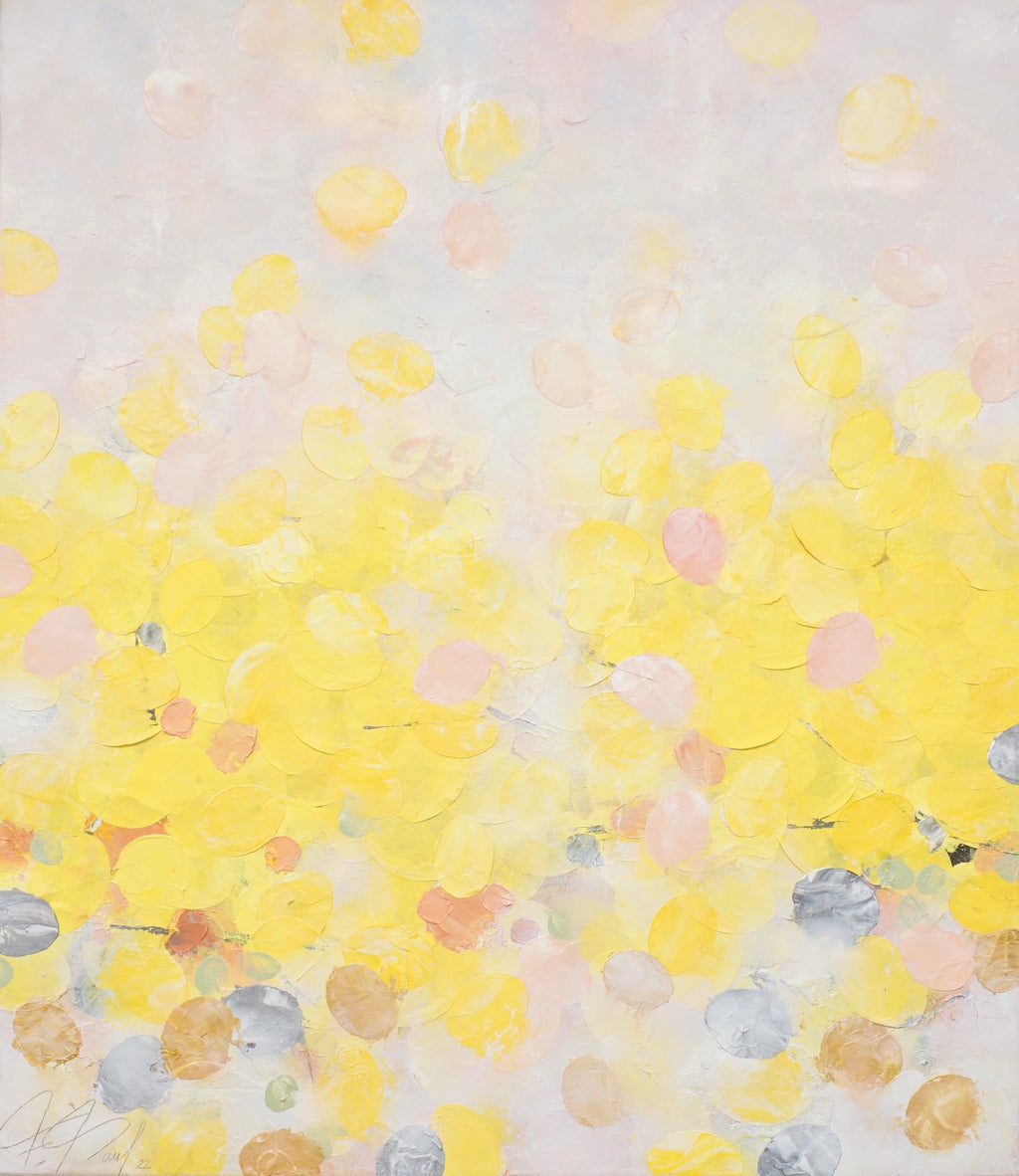 Frederic Paul_When the Sun rises II_Oil, Acrylic, Rice Paper on canvas_80x70 cm_2022_2000 