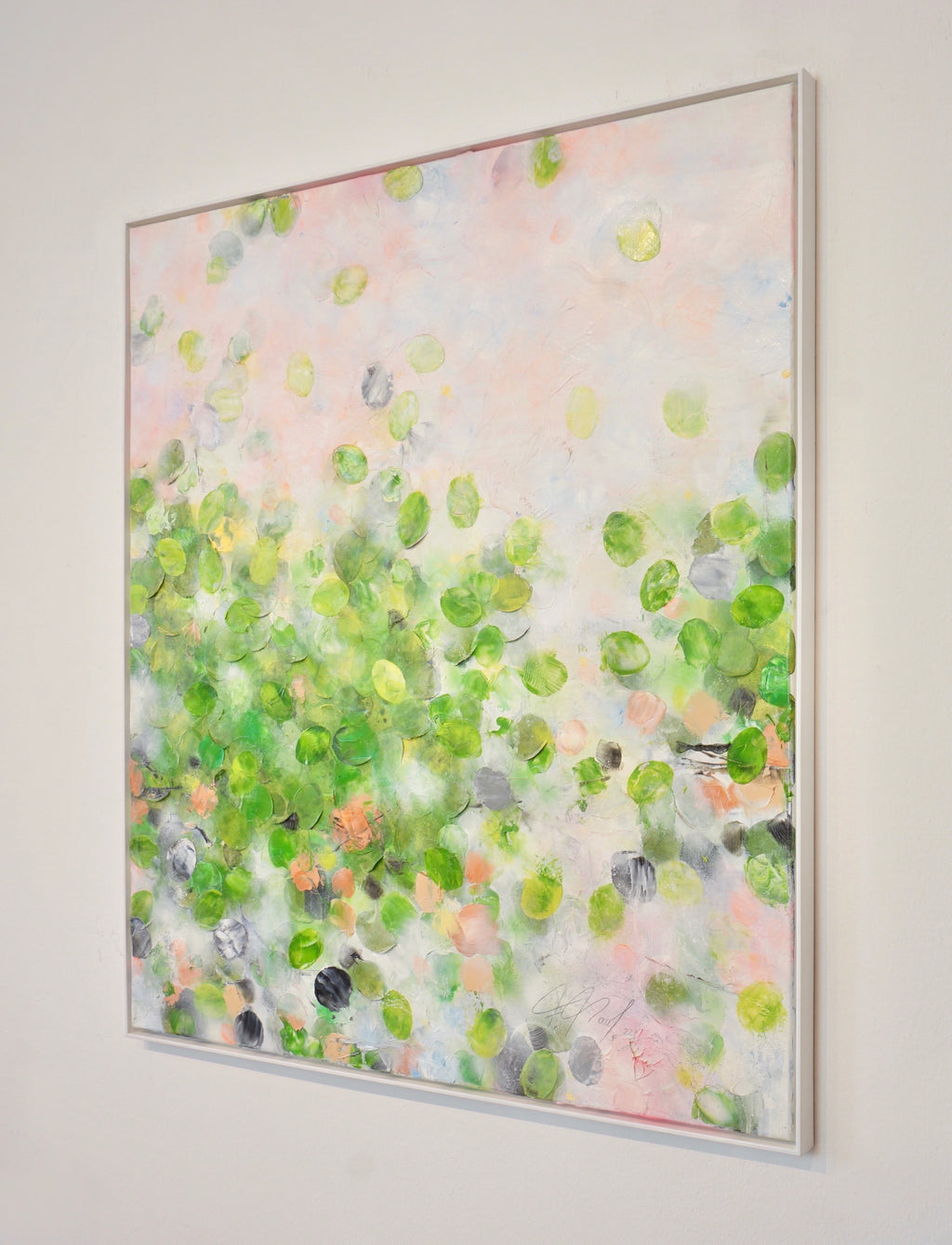Forest Glade II_Oil,Acrylic,Rice Paper on canvas_110x100cm_2022_2900€_Grün_Kunstwerk_Maler