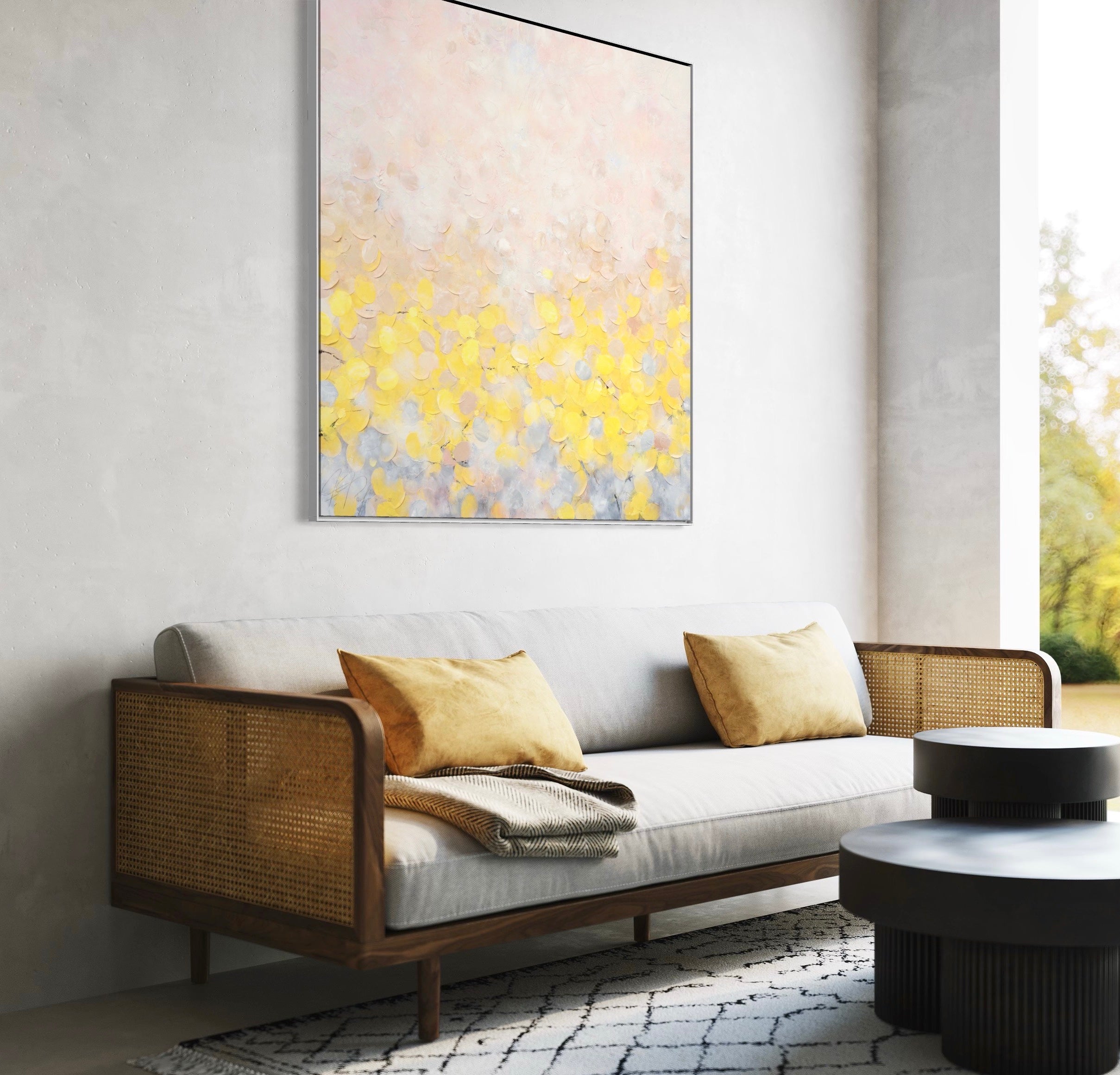 Frederic Paul_When the Sun rises_Öl,Acryl,Reis Papier auf Leinwand_120x120 cm_2022_3400 EU