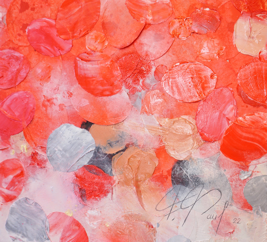 Red Spring Awakening II_Oil,Acrylic, Rice Paper on canvas_60x50cm_2022_1500 Euro_Rot_Natur