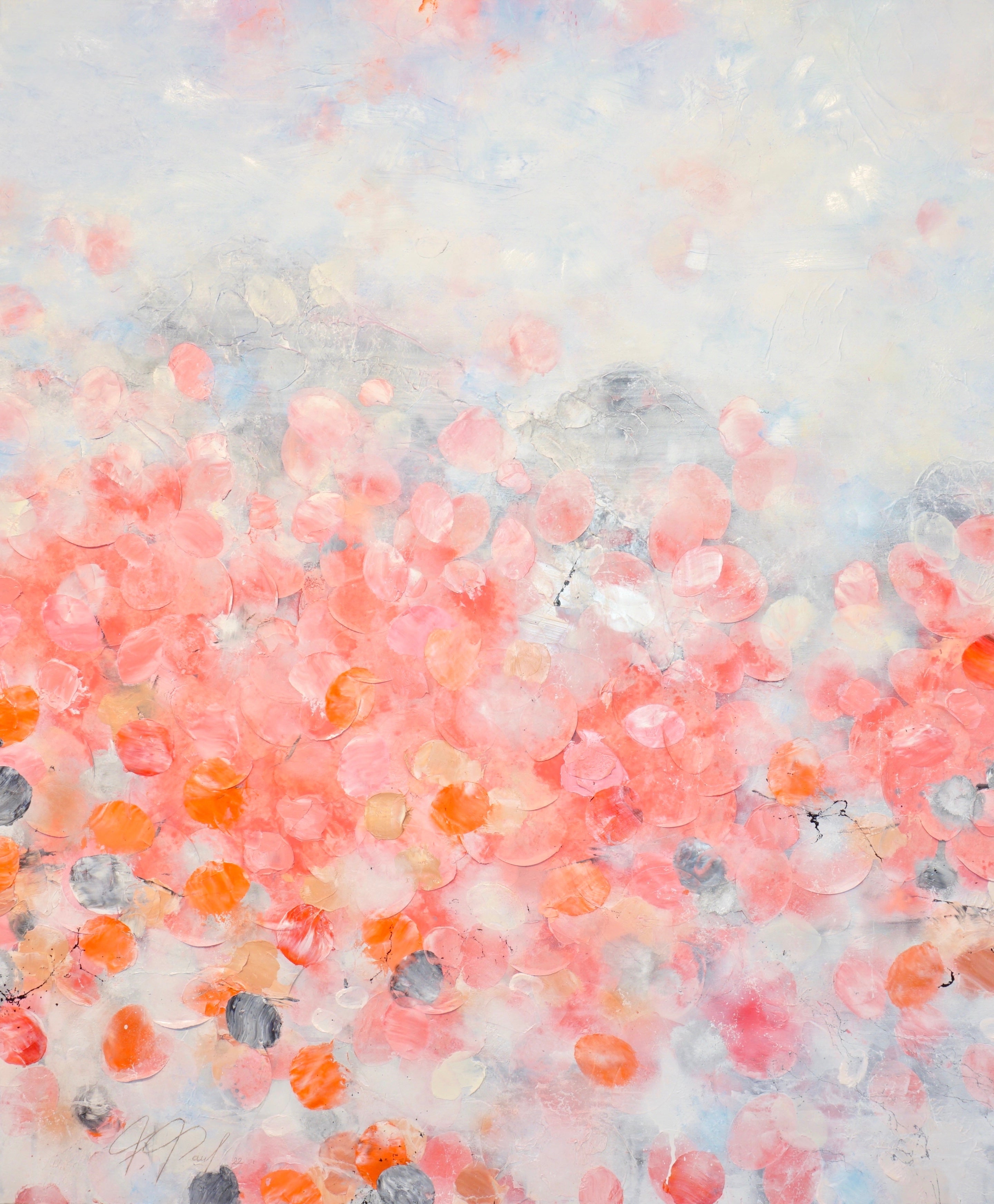 Sakura Blossoms_Oil,Acrylic,Ricepaper on canvas_120x100cm_2022_3000 Euro_Kunstwerk_Malerei
