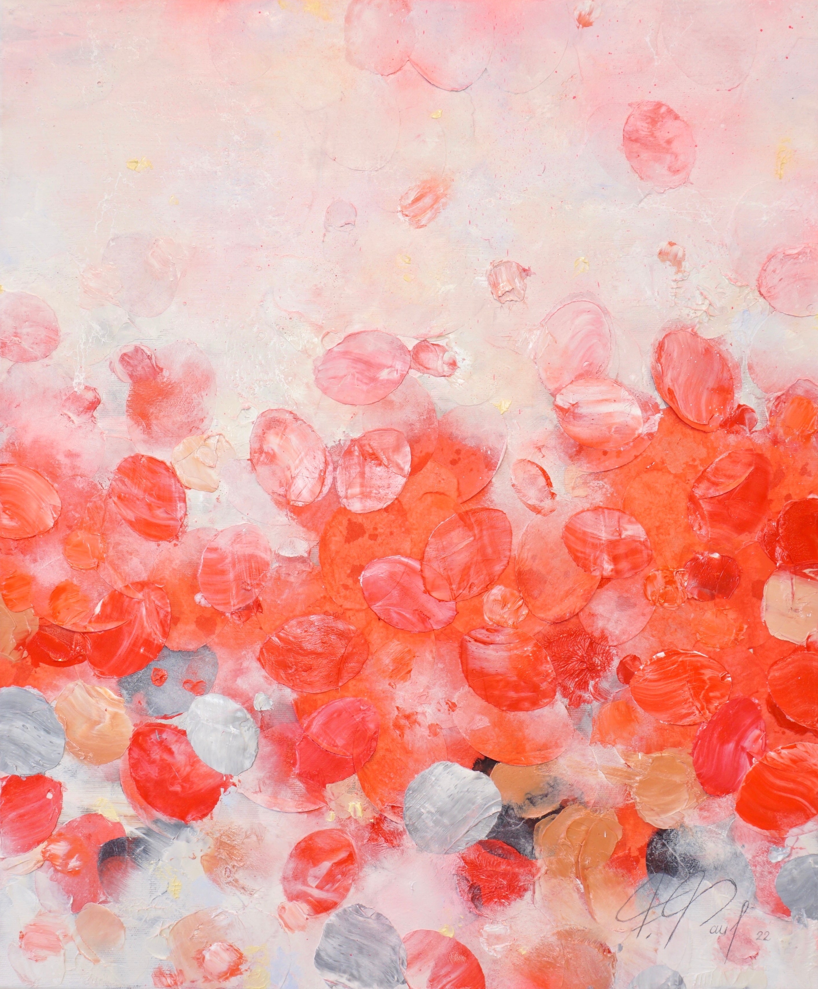 Red Spring Awakening II_Oil,Acrylic, Rice Paper on canvas_60x50cm_2022_1500 Euro_Rot_Natur