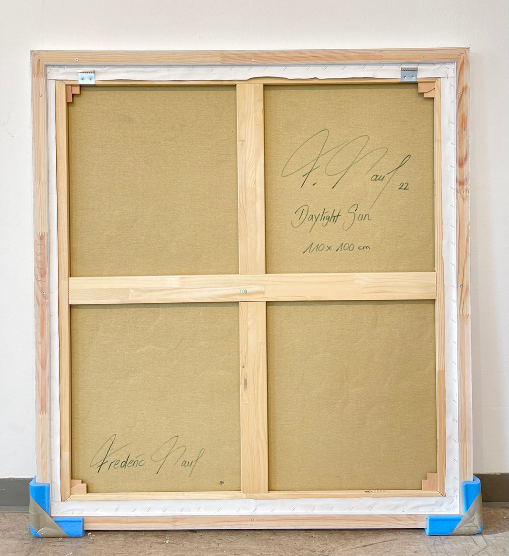 Frederic Paul_Daylight Sun_Oil,Acrylic,Rice Paper on canvas_110x100cm_2022_2800 Euro_Kunst