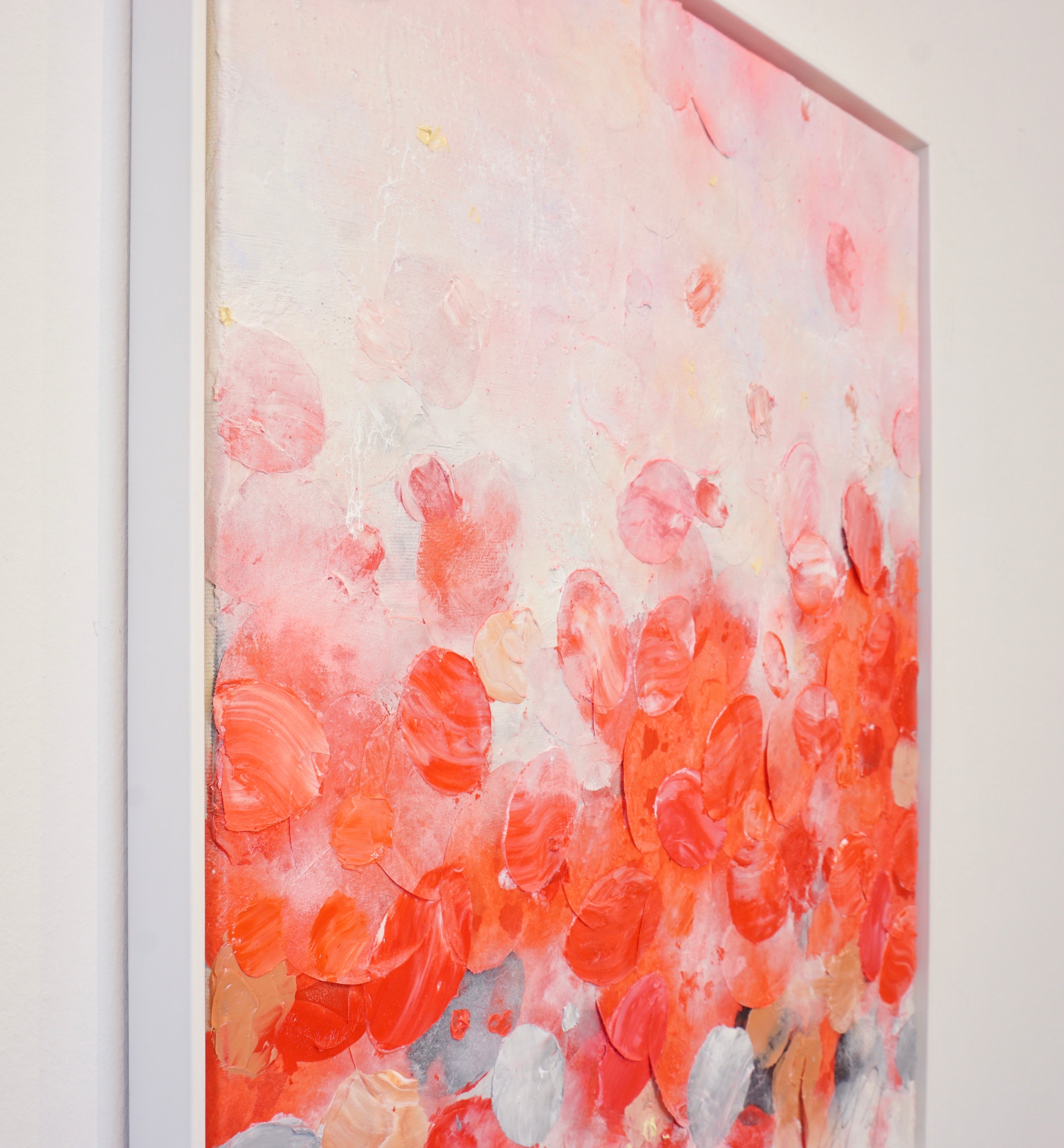 Red Spring Awakening II_Oil,Acrylic, Rice Paper on canvas_60x50cm_2022_1500 Euro_Rot_Natur