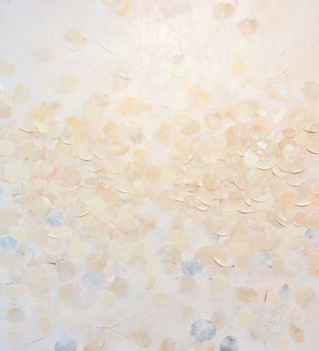 Frederic Paul_Glowy Sand Beach_Oil,Acrylic,Ricepaper on canvas_110x100 cm_2023_2900€.jpg