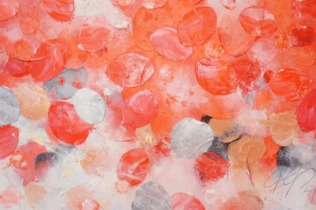 Red Spring Awakening II_Oil,Acrylic, Rice Paper on canvas_60x50cm_2022_1500 Euro_Rot_Natur