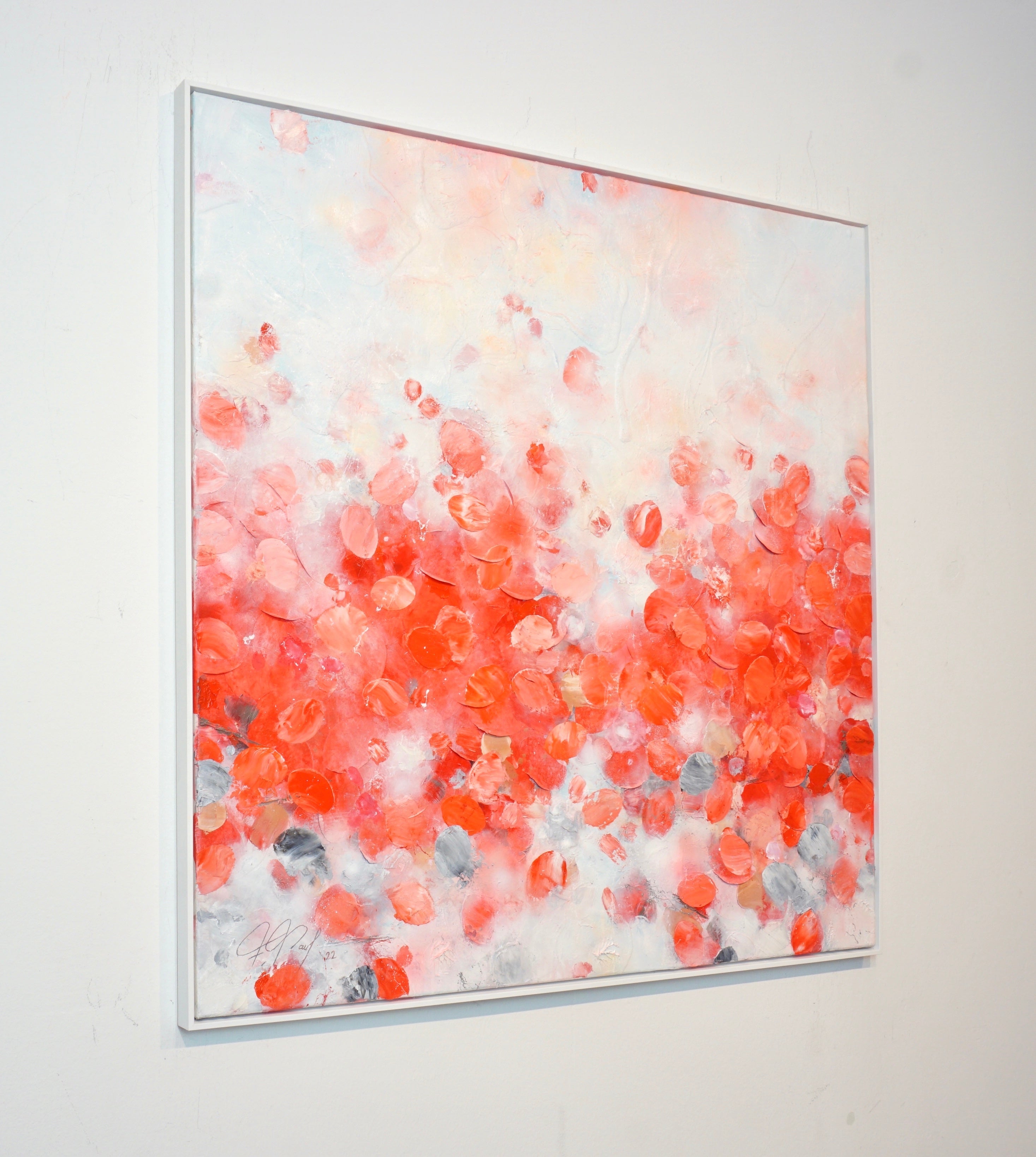 Frederic Paul_Red Tulips Field_Öl,Acryl, Reis Papier auf Leinwand_100x100cm_2022_2800 Euro