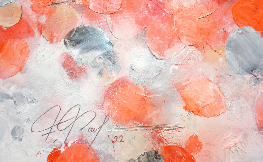 Frederic Paul_Red Tulips Field_Öl,Acryl, Reis Papier auf Leinwand_100x100cm_2022_2800 Euro