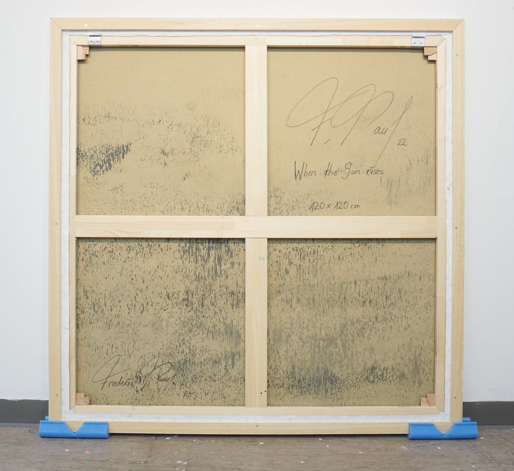 Frederic Paul_When the Sun rises_Öl,Acryl,Reis Papier auf Leinwand_120x120 cm_2022_3400 EU