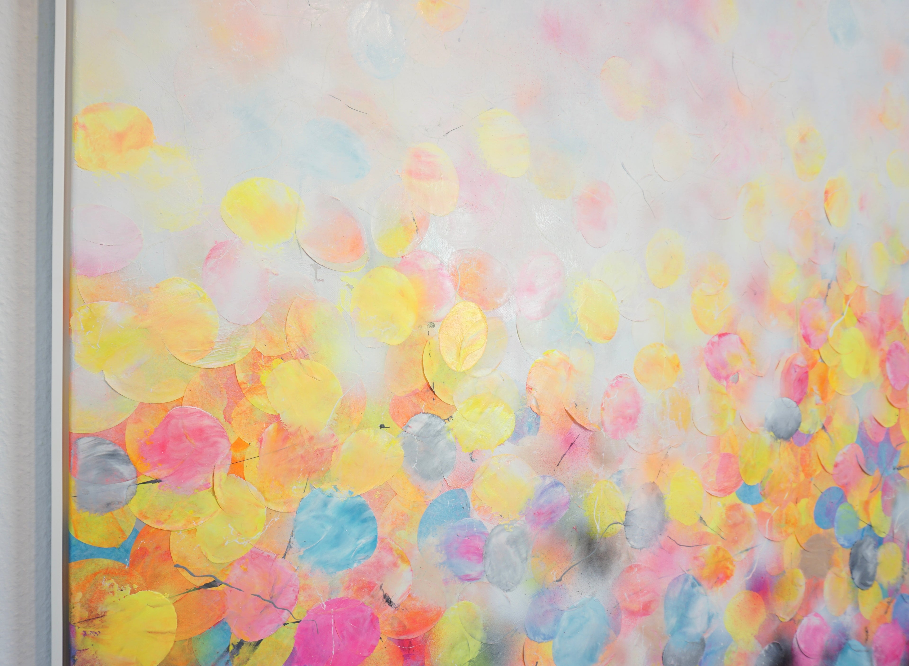 Öl und Acryl auf Reispapier mit pink-gelber-blauer Farbpalette.jpg