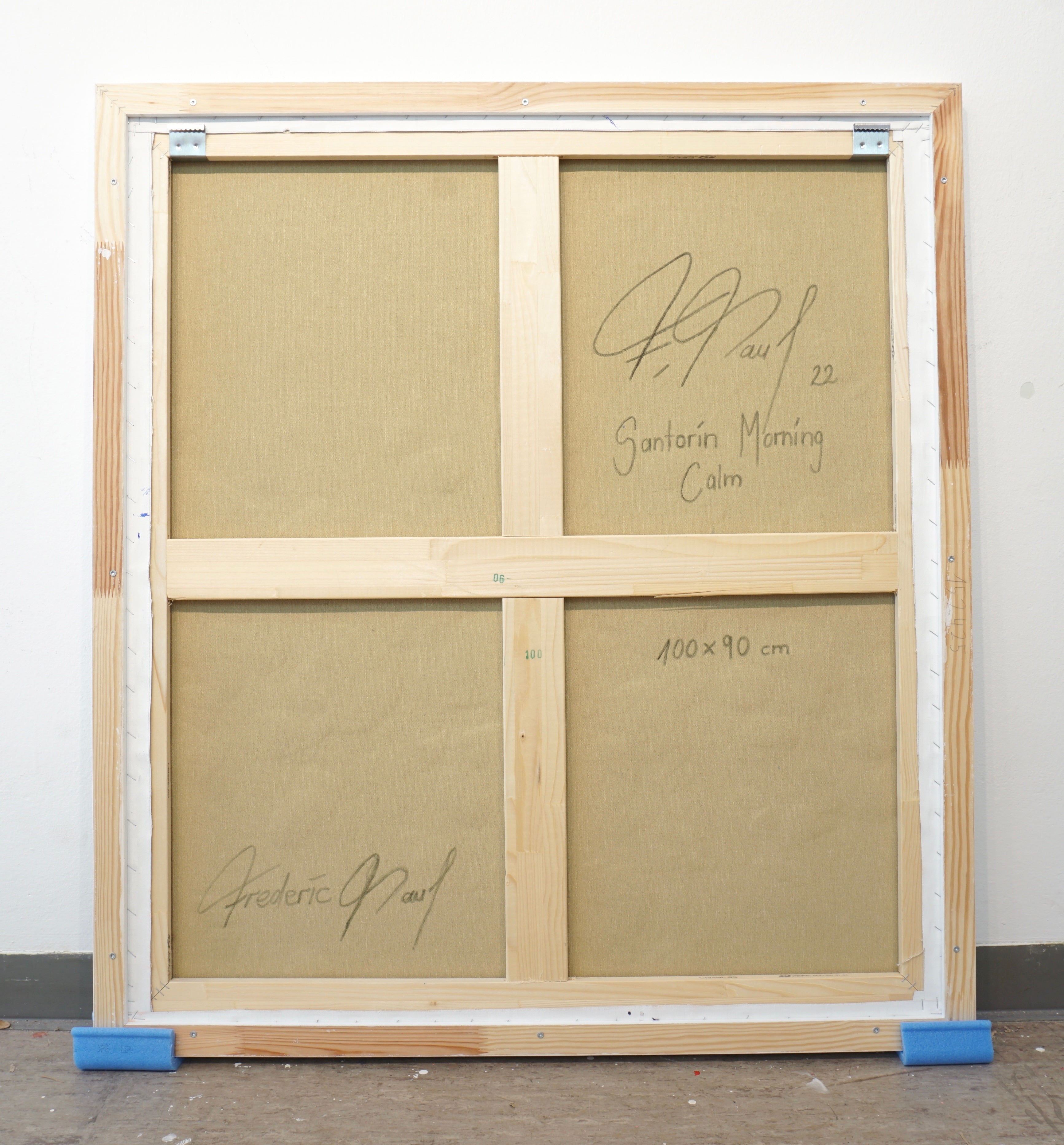 Frederic Paul_Santorin Morning Calm_Öl,Acryl,Reis Papier auf Leinwand_100x90 cm_2022_2700 