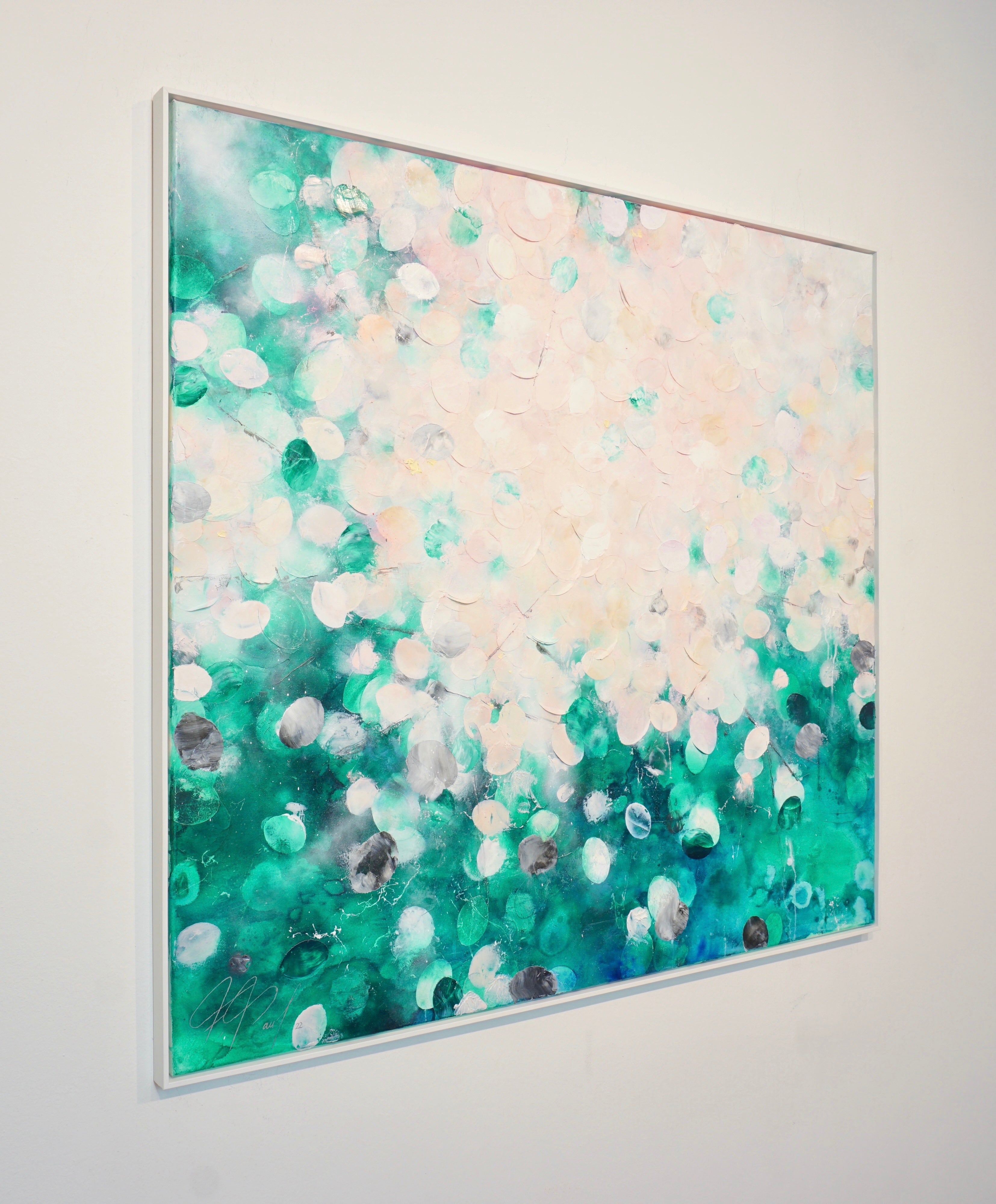 Frederic Paul_Seerosen_Öl,Acryl,Reispapier auf Leinwand_110x120cm_2022_3200 EUR_Abstrakt_A