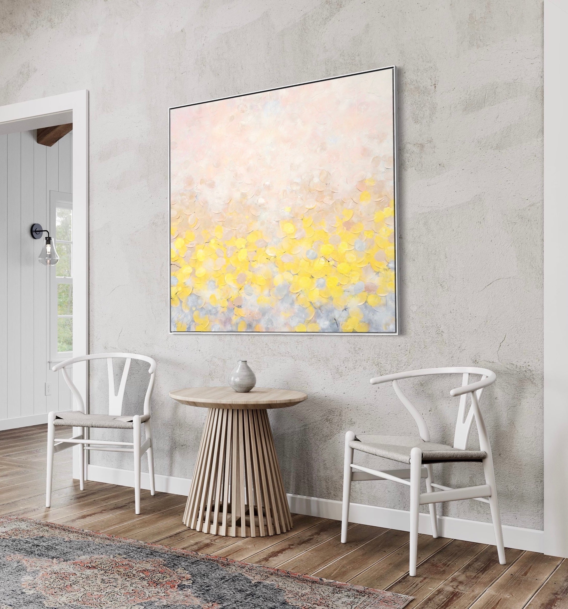 Frederic Paul_When the Sun rises_Öl,Acryl,Reis Papier auf Leinwand_120x120 cm_2022_3400 EU